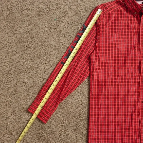 NWOT Ariat Pro Series Mens Red Plaid Long Sleeve Button Up Shirt Fitted Size L - Picture 7 of 16